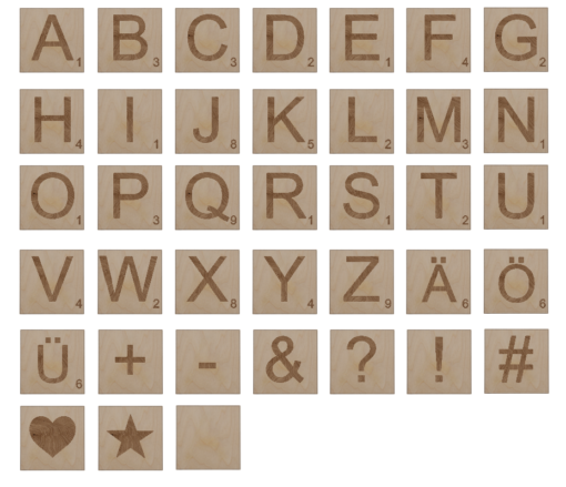 Buchstaben-Alphabet aus Holz 13cm groß inkl. Posterstrips zur Befestigung  Scrabble Wandschild Birke-Multiplex 12mm Schriftzug Wandbild Deko – Bild 2