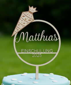 Caketopper Einschulung 2025 personalisiert Holz | Tortenstecker mit Name & Schultüte | Einschulung Deko Schulanfang Geschenk Mädchen Junge
