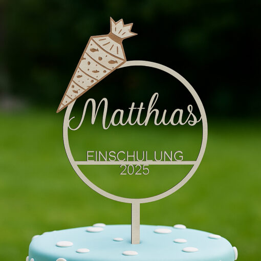 Caketopper Einschulung 2025 personalisiert Holz | Tortenstecker mit Name & Schultüte | Einschulung Deko Schulanfang Geschenk Mädchen Junge