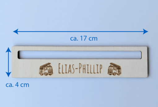 Personalisierte Lesehilfe aus Holz für Kinder – mit Namen & Wunschmotiv – Lesestreifen für Grundschüler – Bild 4