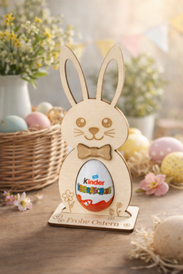 Holz-Osterhase mit Halterung für Überraschungsei & Geschenkidee fürs Osternest