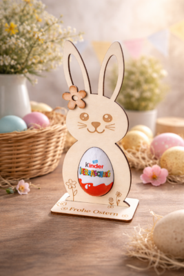 Holz-Osterhäsin mit Halterung für Überraschungsei & Geschenkidee fürs Osternest